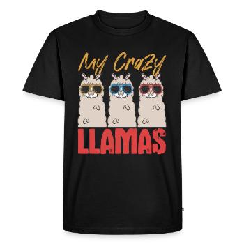 Lamas drôles Alpagas drôles - Mes lamas fous - T-shirt Premium bio Homme - noir - Devant - Nico (187cm)