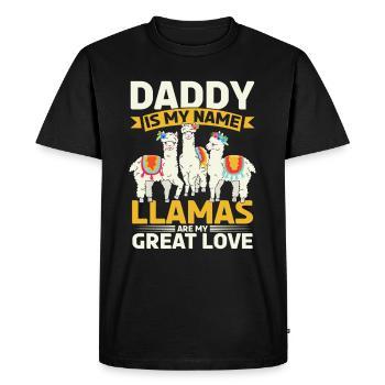 Papa est mon nom, les lamas sont mon grand amour - Lama - T-shirt Premium bio Homme - noir - Devant - Nico (187cm)