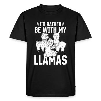 Alpaca Lover Llama Lover - I'd rather be with my - Men's Premium Organic T-Shirt - black - Front - Nico (187cm)