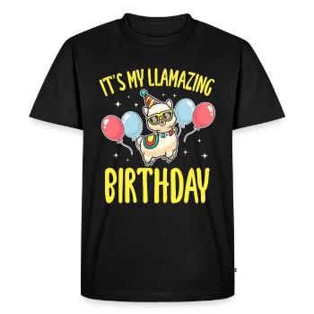 C’est mon incroyable anniversaire LL - Fête d’anniversaire de lama - T-shirt Premium bio Homme - noir - Devant - Nico (187cm)