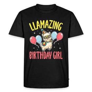 LLamazing birthday Girl - Fête d’anniversaire drôle - T-shirt Premium bio Homme - noir - Devant - Nico (187cm)