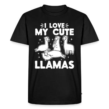 Llama Lover Alpaca Lover - I love my cute Llamas - Men's Premium Organic T-Shirt - black - Front - Nico (187cm)
