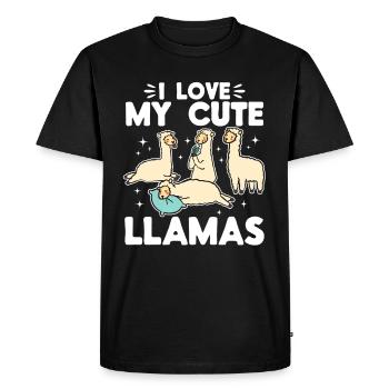 Alpaca Lover Llama Lover - I love my cute Llamas - Men's Premium Organic T-Shirt - black - Front - Nico (187cm)