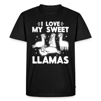 Alpaga Lover Llama Lover - J’adore mes doux lamas - T-shirt Premium bio Homme - noir - Devant - Nico (187cm)