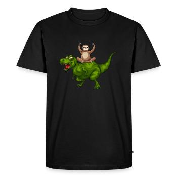 Drôle de dinosaure paresseux Drôle de dinosaure - T-shirt Premium bio Homme - noir - Devant - Nico (187cm)
