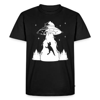 Drôle Ovni Dinosaure Drôle Dino - T-shirt Premium bio Homme - noir - Devant - Nico (187cm)
