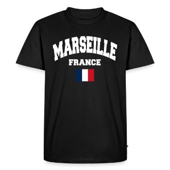 Marseille - T-shirt Premium bio Homme - noir - Devant - Nico (187cm)