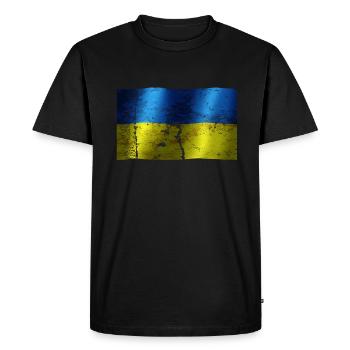 Drapeau de l'Ukraine un look sport d'occasion vintage cool - T-shirt Premium bio Homme - noir - Devant - Nico (187cm)