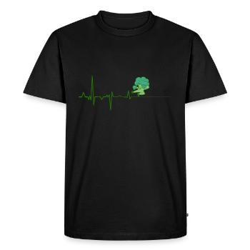 Broccoli Heartbeat Gift Vegan Vegetarian - Men's Premium Organic T-Shirt - black - Front - Nico (187cm)