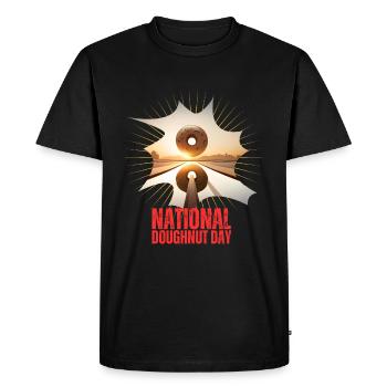 Journée nationale du beignet - T-shirt Premium bio Homme - noir - Devant - Nico (187cm)