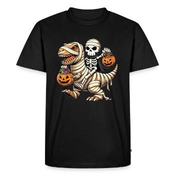 Skeleton and Dinosaur Halloween Mummy - Men's Premium Organic T-Shirt - black - Front - Nico (187cm)