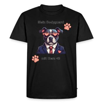Pitbull Bodyguard with Heart - Men's Premium Organic T-Shirt - black - Front - Nico (187cm)
