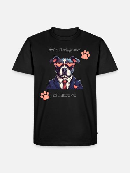 Pitbull Bodyguard with Heart - Men's Premium Organic T-Shirt - black