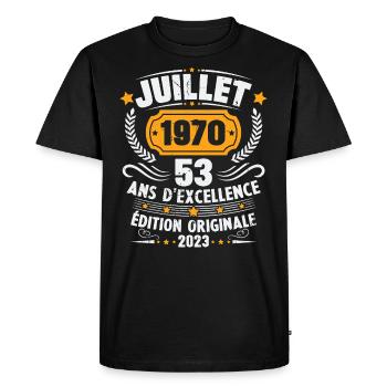 Vintage 1970 Juillet Cadeau D'anniversaire 53 Ans - T-shirt Premium bio Homme - noir - Devant - Nico (187cm)