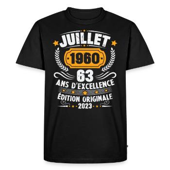 Vintage 1960 Juillet Cadeau D'anniversaire 63 Ans - T-shirt Premium bio Homme - noir - Devant - Nico (187cm)
