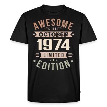Légende Depuis Octobre 1974 Anniversaire Octobre 1974 - T-shirt Premium bio Homme - noir - Devant - Nico (187cm)