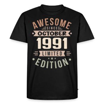 Légende Depuis Octobre 1991 Anniversaire Octobre 1991 - T-shirt Premium bio Homme - noir - Devant - Nico (187cm)