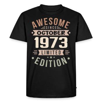 Légende Depuis Octobre 1973 Anniversaire Octobre 1973 - T-shirt Premium bio Homme - noir - Devant - Nico (187cm)