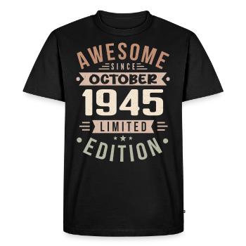 Légende Depuis Octobre 1945 Anniversaire Octobre 1945 - T-shirt Premium bio Homme - noir - Devant - Nico (187cm)