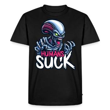 Humans Suck - Men's Premium Organic T-Shirt - black - Front - Nico (187cm)