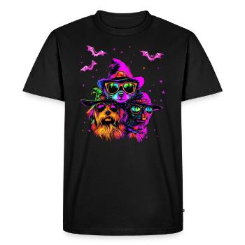 Halloween Cool Dog and Cat Glasses, Neon Color - Men's Premium Organic T-Shirt - black - Front - Nico (187cm)