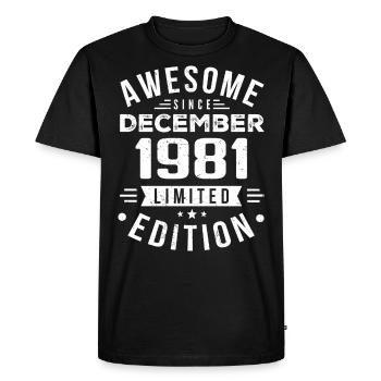 Cadeau d’anniversaire né en décembre 1981 - T-shirt Premium bio Homme - noir - Devant - Nico (187cm)