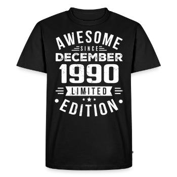 Cadeau d’anniversaire né en décembre 1990 - T-shirt Premium bio Homme - noir - Devant - Nico (187cm)