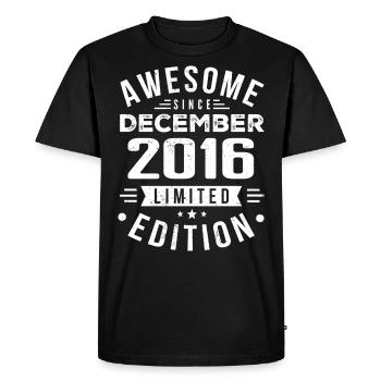 Birthday Gift born in December 2016 - Men's Premium Organic T-Shirt - black - Front - Nico (187cm)