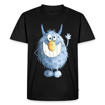 Monstre grimaçant bleu - T-shirt Premium bio Homme - noir - Devant - Nico (187cm)