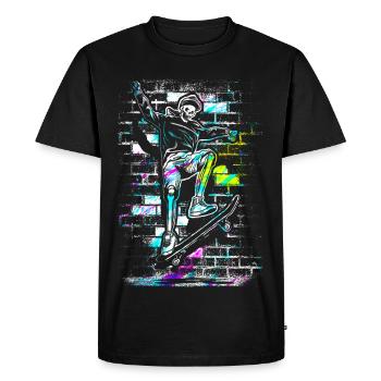 Skate - Skateboard - Skater Skull - Men's Premium Organic T-Shirt - black - Front - Nico (187cm)
