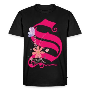 Buchstabe S - Männer Premium Bio T-Shirt - Schwarz - Vorne - Nico (187cm)
