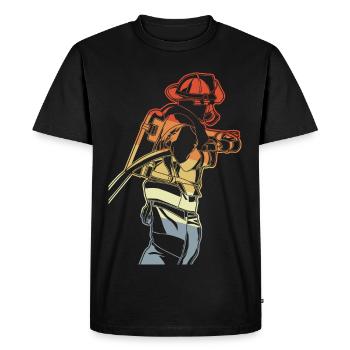 Pompier - T-shirt Premium bio Homme - noir - Devant - Nico (187cm)