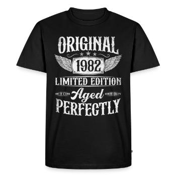 Vintage Original 1982 né Vintage Anniversaire - T-shirt Premium bio Homme - noir - Devant - Nico (187cm)