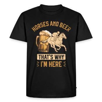Chevaux et bière Équitation Sports équestres - T-shirt Premium bio Homme - noir - Devant - Nico (187cm)