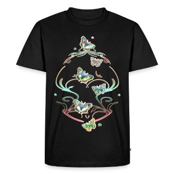Butterflies Tendrils Ornaments Patterns - Men's Premium Organic T-Shirt - black - Front - Nico (187cm)