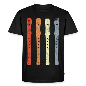 Croquis de flûte vintage - T-shirt Premium bio Homme - noir - Devant - Nico (187cm)