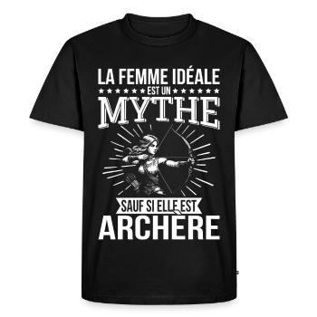 La femme idéale un mythe sauf si elle est archère - T-shirt Premium bio Homme - noir - Devant - Nico (187cm)