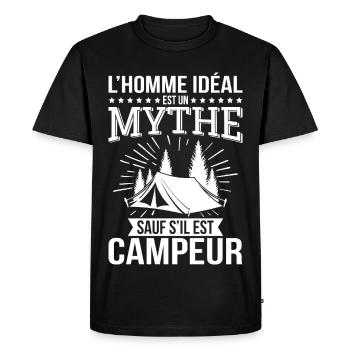 L’homme idéal un mythe sauf s’il est campeur - T-shirt Premium bio Homme - noir - Devant - Nico (187cm)