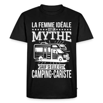 Femme idéale mythe sauf si camping-cariste - T-shirt Premium bio Homme - noir - Devant - Nico (187cm)