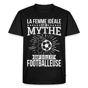 Femme idéale mythe sauf si elle est footballeuse - T-shirt Premium bio Homme - noir - Devant - Nico (187cm)