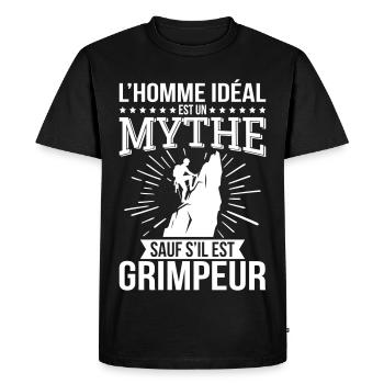 L’homme idéal un mythe sauf s’il est grimpeur - T-shirt Premium bio Homme - noir - Devant - Nico (187cm)