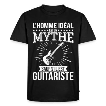 L’homme idéal un mythe sauf s’il est guitariste - T-shirt Premium bio Homme - noir - Devant - Nico (187cm)