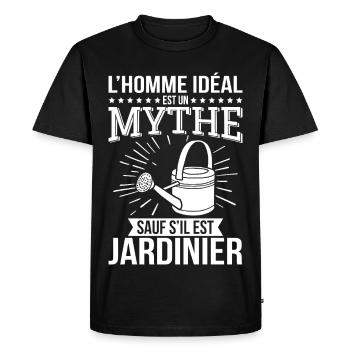 L’homme idéal un mythe sauf s’il est jardinier - T-shirt Premium bio Homme - noir - Devant - Nico (187cm)