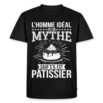 L’homme idéal un mythe sauf s’il est pâtissier - T-shirt Premium bio Homme - noir - Devant - Nico (187cm)