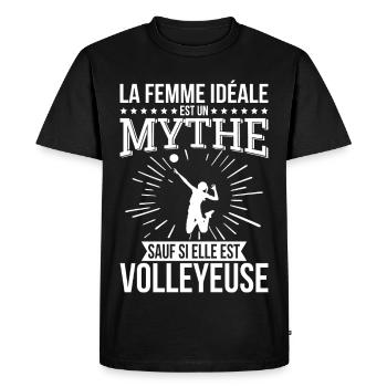 Femme idéale un mythe sauf si elle est volleyeuse - T-shirt Premium bio Homme - noir - Devant - Nico (187cm)