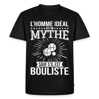 L’homme idéal un mythe sauf s’il est bouliste - T-shirt Premium bio Homme - noir - Devant - Nico (187cm)
