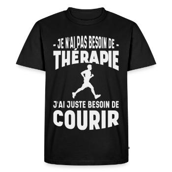 Pas Besoin de Thérapie J’ai Besoin de Courir - T-shirt Premium bio Homme - noir - Devant - Nico (187cm)