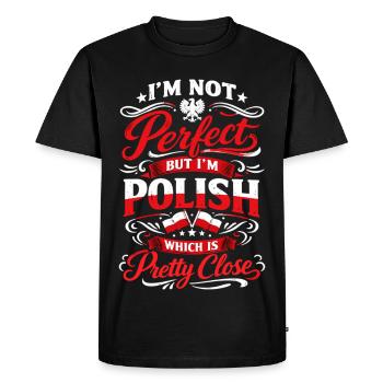 Fierté polonaise : aigle vintage et dicton drôle - T-shirt Premium bio Homme - noir - Devant - Nico (187cm)