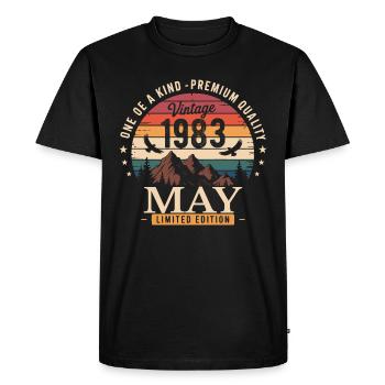 Vintage Mai 1983 Anniversaire Mai 1983 - T-shirt Premium bio Homme - noir - Devant - Nico (187cm)