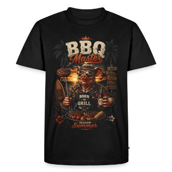 BBQ Master Tropic Pig - Humorous - Men's Premium Organic T-Shirt - black - Front - Nico (187cm)
